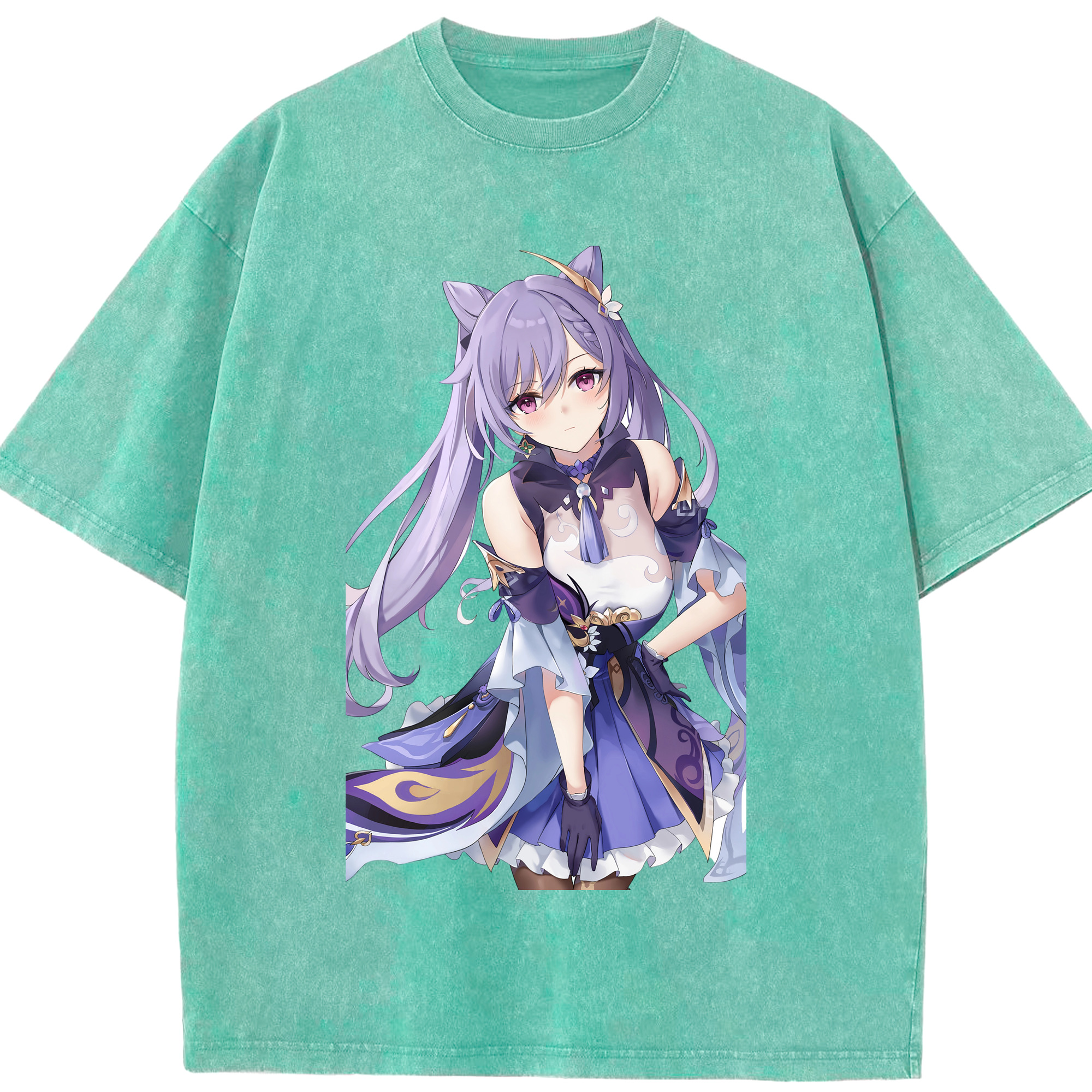げんし神 刻晴 こくせい genshin Kokusei 綿100% ヴィンテージ風 半袖Tシャツ（フロントプリント）